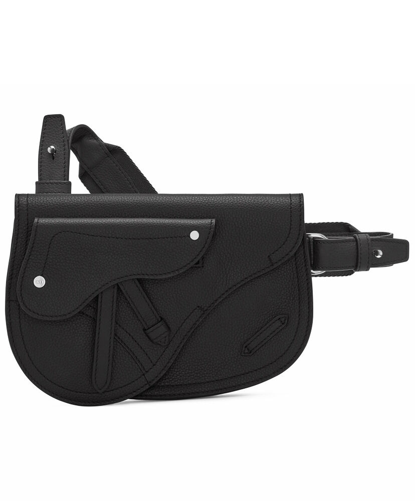 Christian Dior Saddle Messenger Cowhide Leather Bag Black